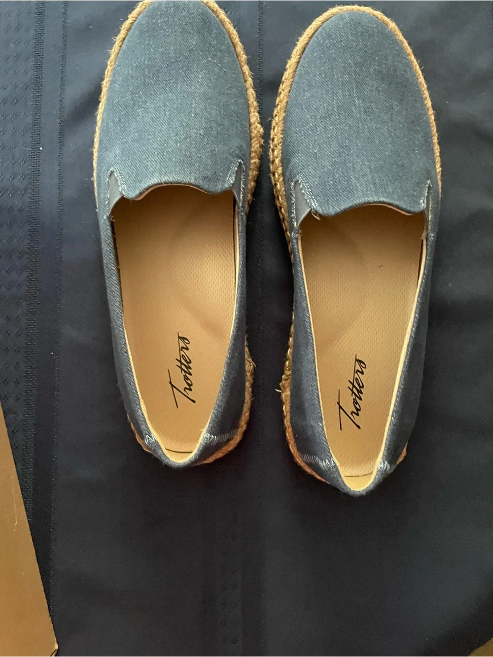 Trotters Poppy Denim Blue Espadrille Slip-On Flats